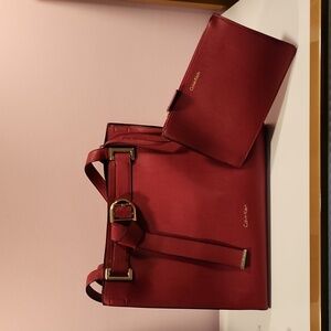 Red Calvin Klein Bag with Cosmetic Case